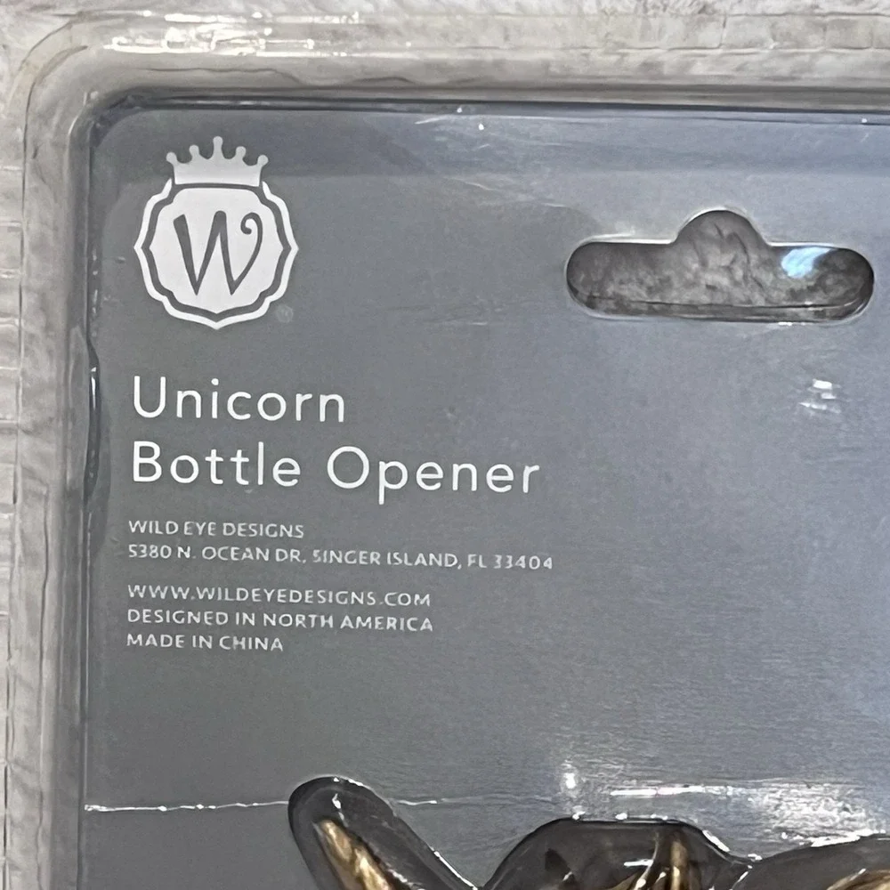 NEW Wild Eye Designs Unicorn Bottle Opener Barware Brass Color Gold‎ Universal